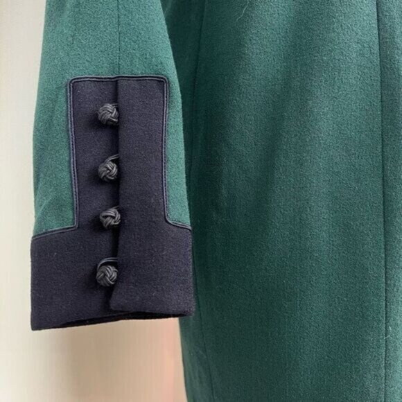 VTG Linda Allard Ellen Tracy Women 8 100% Wool Green Blue Buttoned Sweater Dress - Picture 8 of 15
